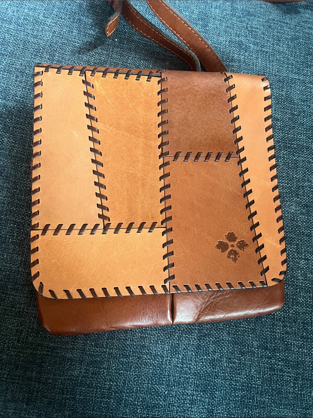 Patricia Nash Two-Tone Brown Patchwork Leather Crossbody